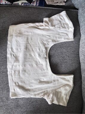 Forever 21 White Textured Scoop Crop Top